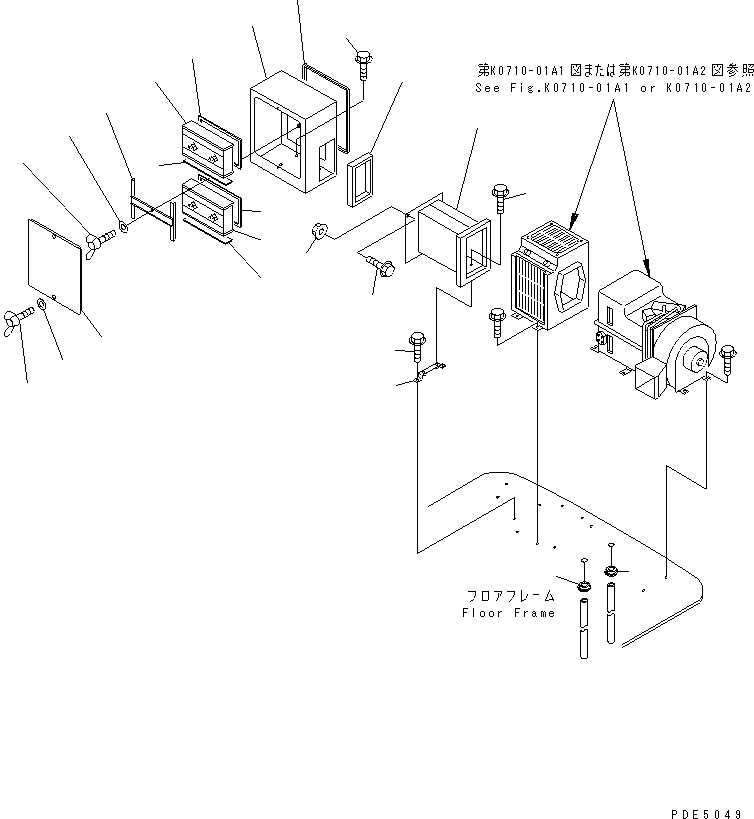 Wheel Loaders Komatsu / WA100-3A-SN S/N 53001-UP(wa100-4r) / HEATER AND DEFROSTER (MOUNTING AND AIR FILTER)                   (WITH 2-PERSONS CAB)(240670 : K0710-02A1)