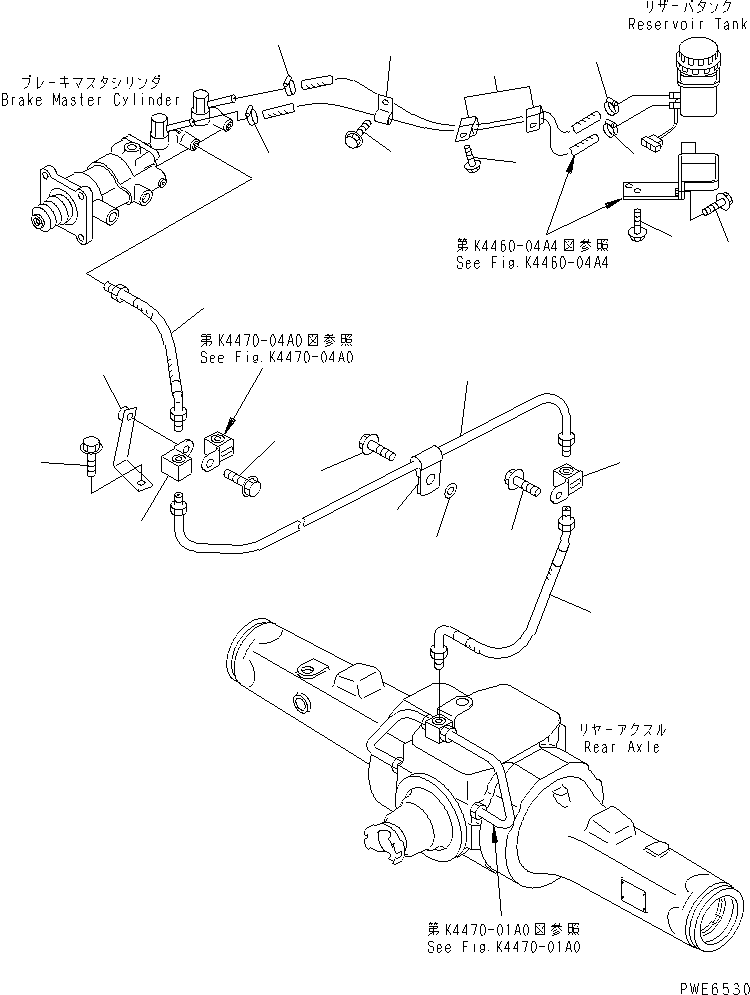 Wheel Loaders Komatsu / WA100-3A-SN S/N 53001-UP(wa100-4r) / BRAKE CONTROL (REAR BRAKE AND RESERVOIR TANK LINE)(241240 : K4460-02A0)