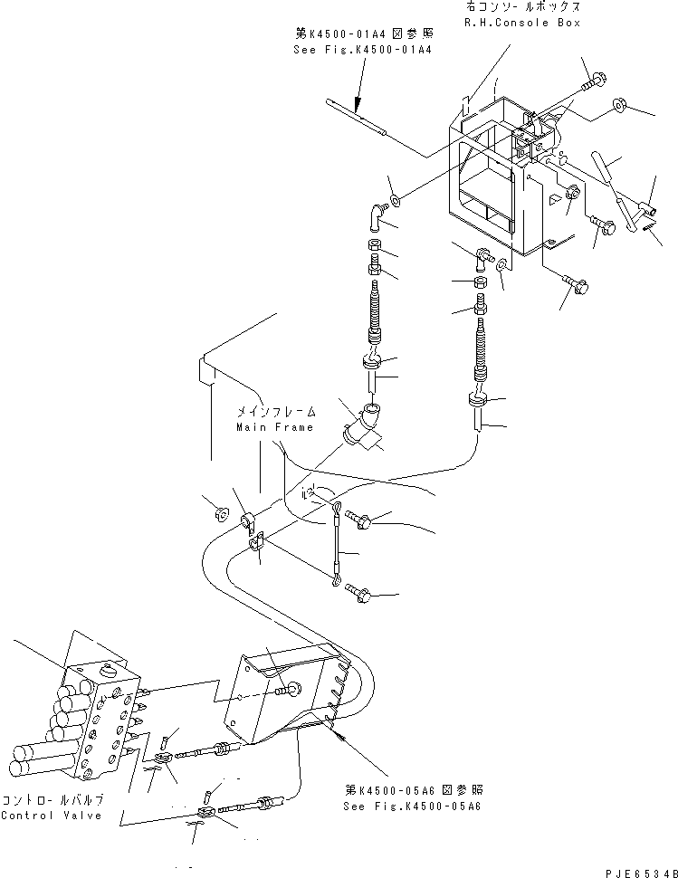 Wheel Loaders Komatsu / WA100-3A-SN S/N 53001-UP(wa100-4r) / LOADER CONTROL (CONTROL LINKAGE) (WITH 5-SPOOL CONTROL VALVE)(241420 : K4500-04A6)