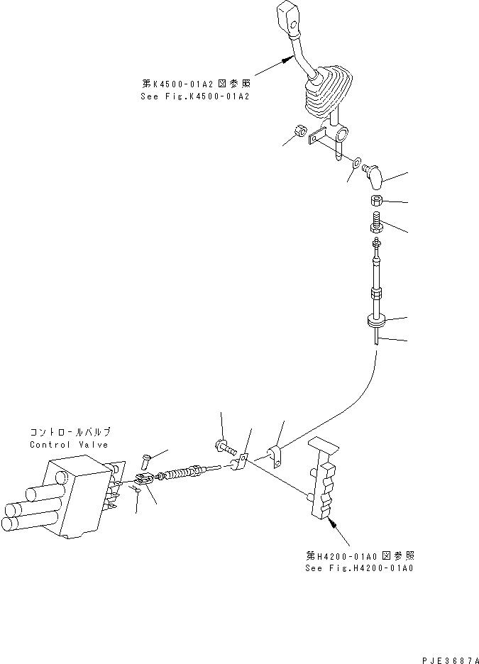 Wheel Loaders Komatsu / WA100-3A-SN S/N 53001-UP(wa100-4r) / LOADER CONTROL (ATTACHMENT CONTROL LINKAGE) (WITH 3-SPOOL CONTROLVALVE)(241430 : K4500-05A2)