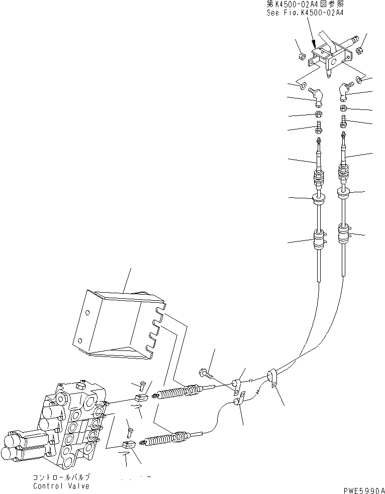 Wheel Loaders Komatsu / WA100-3A-SN S/N 53001-UP(wa100-4r) / LOADER CONTROL (ATTACHMENT CONTROL LINKAGE) (WITH 4-SPOOL OR     5-SPOOL CONTROL VALVE)(241440 : K4500-05A4)