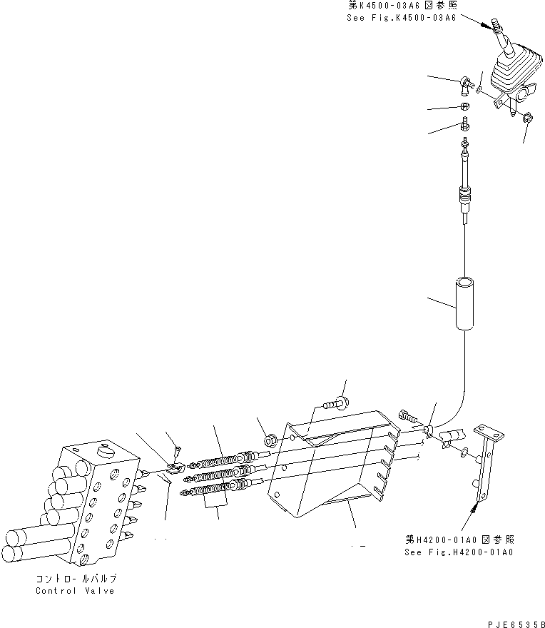 Wheel Loaders Komatsu / WA100-3A-SN S/N 53001-UP(wa100-4r) / LOADER CONTROL (ATTACHMENT CONTROL LINKAGE) (WITH 5-SPOOL CONTROLVALVE)(241450 : K4500-05A6)