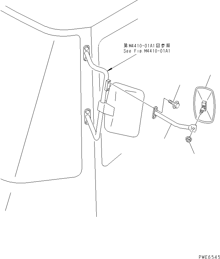 Wheel Loaders Komatsu / WA100-3A-SN S/N 53001-UP(wa100-4r) / ADDITIONAL REAR VIEW MIRROR (WITH CAB)(270210 : M4410-02A1)