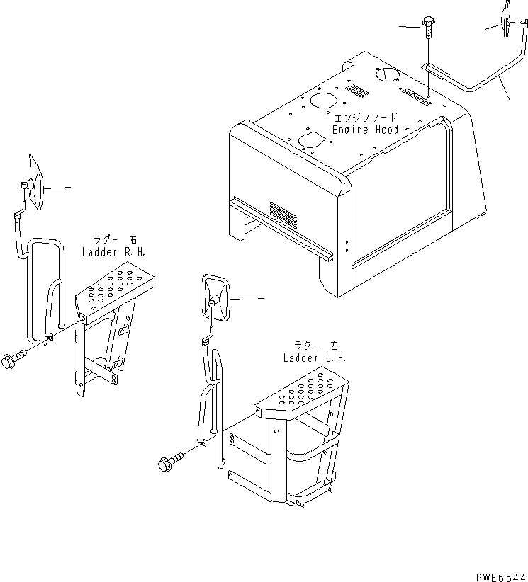 Wheel Loaders Komatsu / WA100-3A-SN S/N 53001-UP(wa100-4r) / UNDER MIRROR AND REAR VIEW MIRROR (WITH 2-PERSONS CAB)(270220 : M4410-03A1)