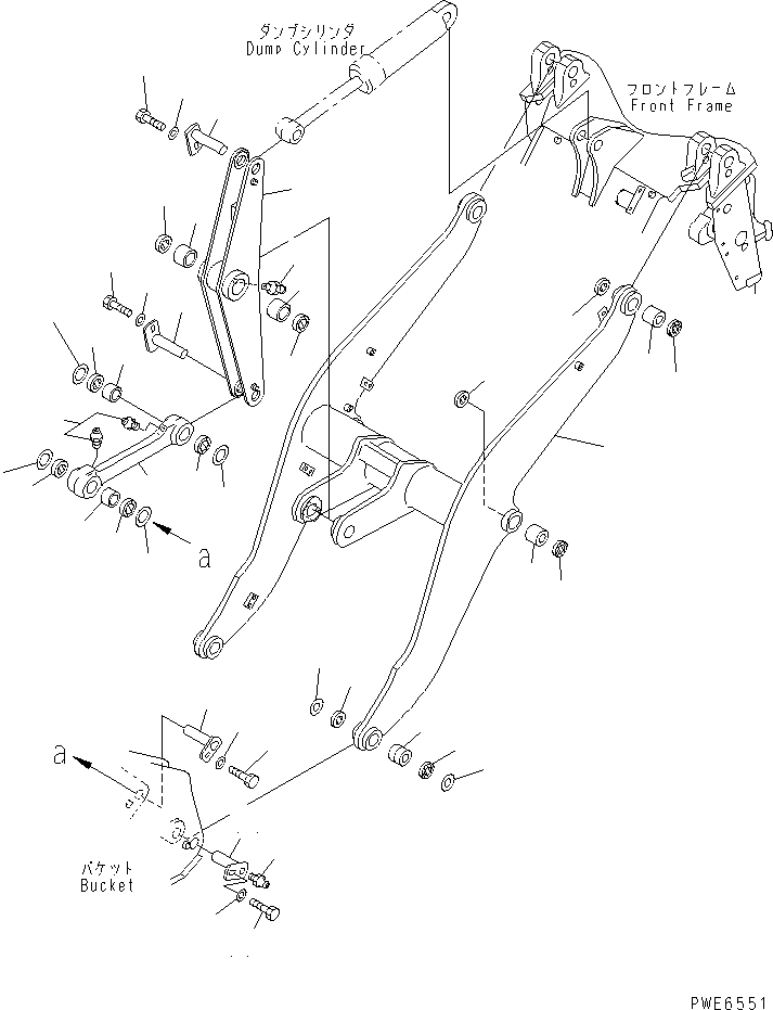 Wheel Loaders Komatsu / WA100-3A-SN S/N 53001-UP(wa100-4r) / LIFT ARM AND BELLCRANK (WITH MULTI COUPLER P.A.P.)(330040 : T4110-01A4)