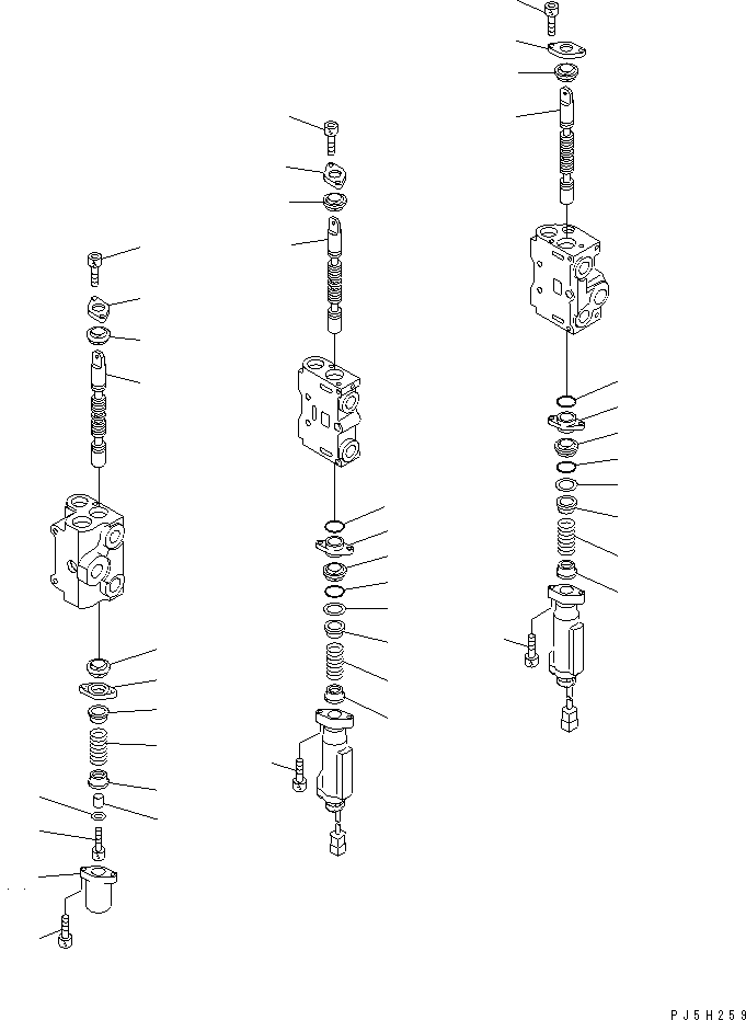 Wheel Loaders Komatsu / WA100-3A-SN S/N 53001-UP(wa100-4r) / CONTROL VALVE (3-SPOOL) (2/4)(420280 : Y1663-02A0)
