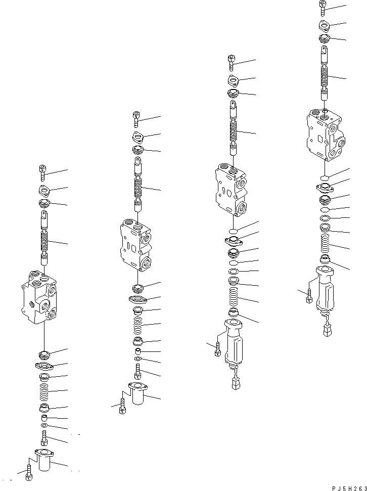 Wheel Loaders Komatsu / WA100-3A-SN S/N 53001-UP(wa100-4r) / CONTROL VALVE (4-SPOOL) (2/4)(420320 : Y1664-02A0)