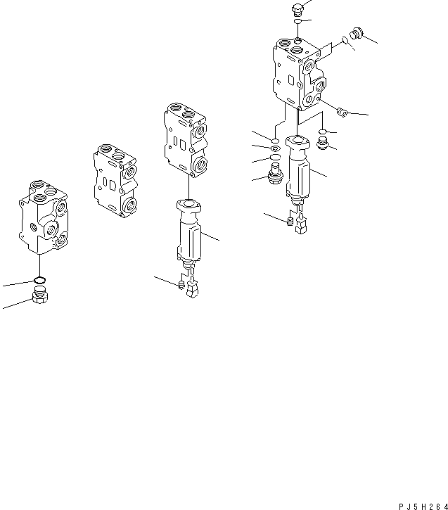 Wheel Loaders Komatsu / WA100-3A-SN S/N 53001-UP(wa100-4r) / CONTROL VALVE (4-SPOOL) (3/4)(420330 : Y1664-03A0)