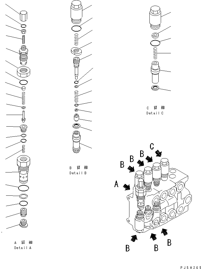 Wheel Loaders Komatsu / WA100-3A-SN S/N 53001-UP(wa100-4r) / CONTROL VALVE (4-SPOOL) (4/4)(420340 : Y1664-04A0)