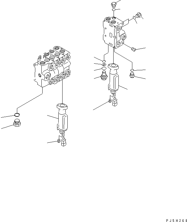 Wheel Loaders Komatsu / WA100-3A-SN S/N 53001-UP(wa100-4r) / CONTROL VALVE (5-SPOOL) (3/4)(420370 : Y1665-03A0)