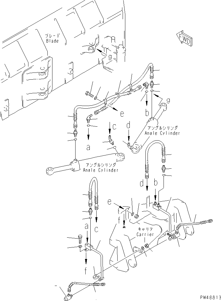 Wheel Loaders Komatsu / WA100-3A-SW S/N 50001-52999(wa100-6r) / PITCH AND ANGLE SNOW PLOW (3/3) (ANGLE CYLINDER LINE)(#50001-)(180030 : 8013)