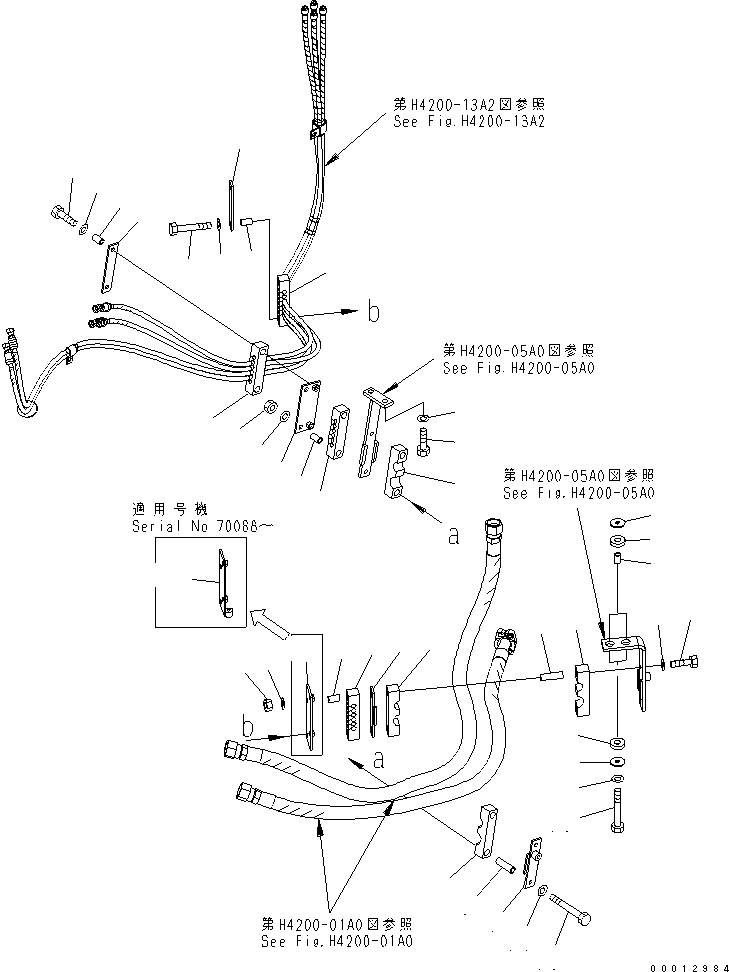 Wheel Loaders Komatsu / WA100-5-SN S/N 70001-UP(wa100-ar) / HYDRAULIC PIPING (P.P.C PIPING MOUNT) (FOR 4-SPOOL VALVE)(180140 : H4200-02A2)