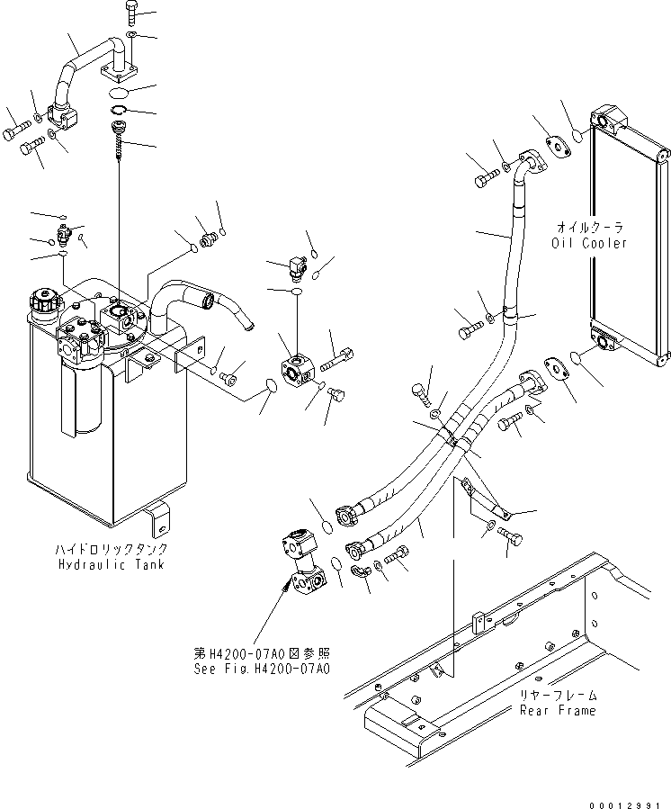 Wheel Loaders Komatsu / WA100-5-SN S/N 70001-UP(wa100-ar) / HYDRAULIC PIPING (RETURN LINE) (OIL COOLER)(180220 : H4200-08A0)