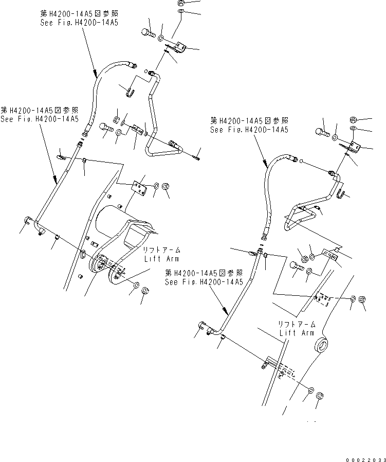 Wheel Loaders Komatsu / WA100-5-SN S/N 70001-UP(wa100-ar) / HYDRAULIC PIPING (PIPING MOUNT) (FOR 3-SPOOL VALVE)(180330 : H4200-15A5)