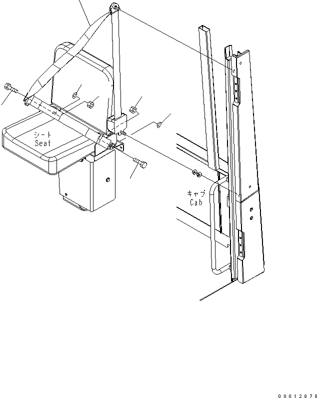 Wheel Loaders Komatsu / WA100-5-SN S/N 70001-UP(wa100-ar) / 3-POINT SEAT BELT (FOR AUXILIARY SEAT) (FOR 2-PERSONS CAB)(240080 : K0160-02A2)