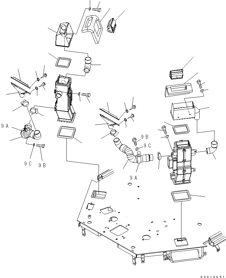 Wheel Loaders Komatsu / WA100-5-SN S/N 70001-UP(wa100-ar) / AIR CONDTIONER DUCT (FRONT DUCT)(240100 : K0210-02A0)