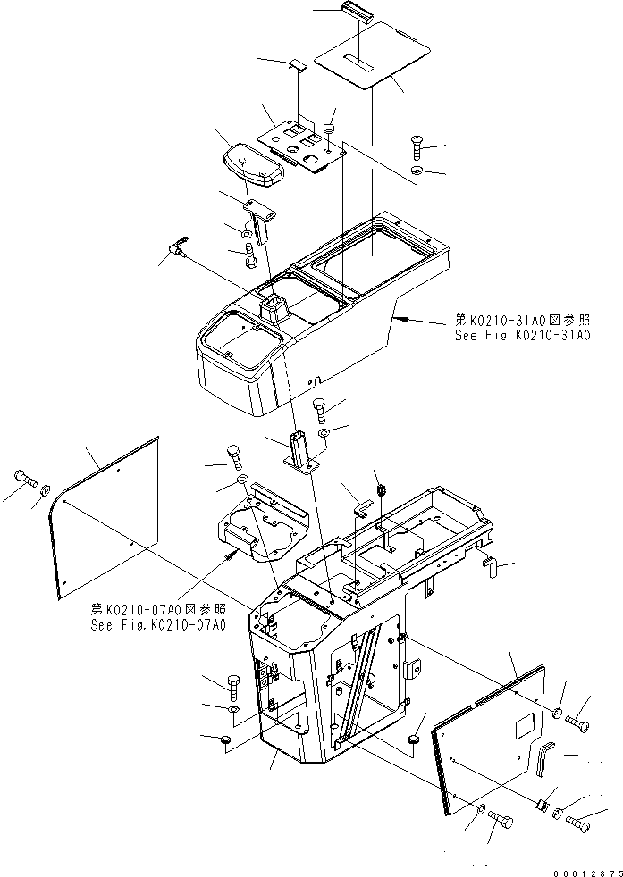 Wheel Loaders Komatsu / WA100-5-SN S/N 70001-UP(wa100-ar) / FLOOR (CONSOLE BOX) (R.H.) (FOR 2-PERSONS CAB) (SNOW REMOVING SPEC.)(240150 : K0210-06B0)