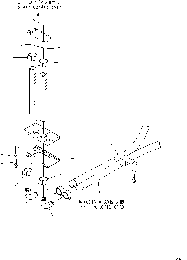 Wheel Loaders Komatsu / WA100-5-SN S/N 70001-UP(wa100-ar) / FLOOR (HEATER PIPING)(240250 : K0210-15A0)