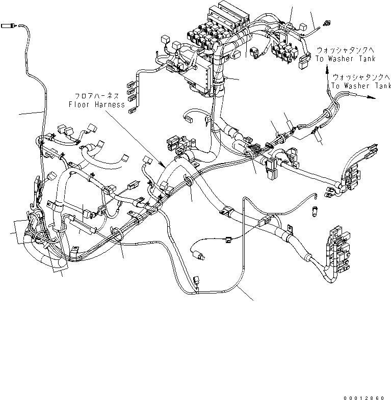 Wheel Loaders Komatsu / WA100-5-SN S/N 70001-UP(wa100-ar) / FLOOR (WASHER HOSE) (FOR 2-PERSONS CAB)(240290 : K0210-19B0)