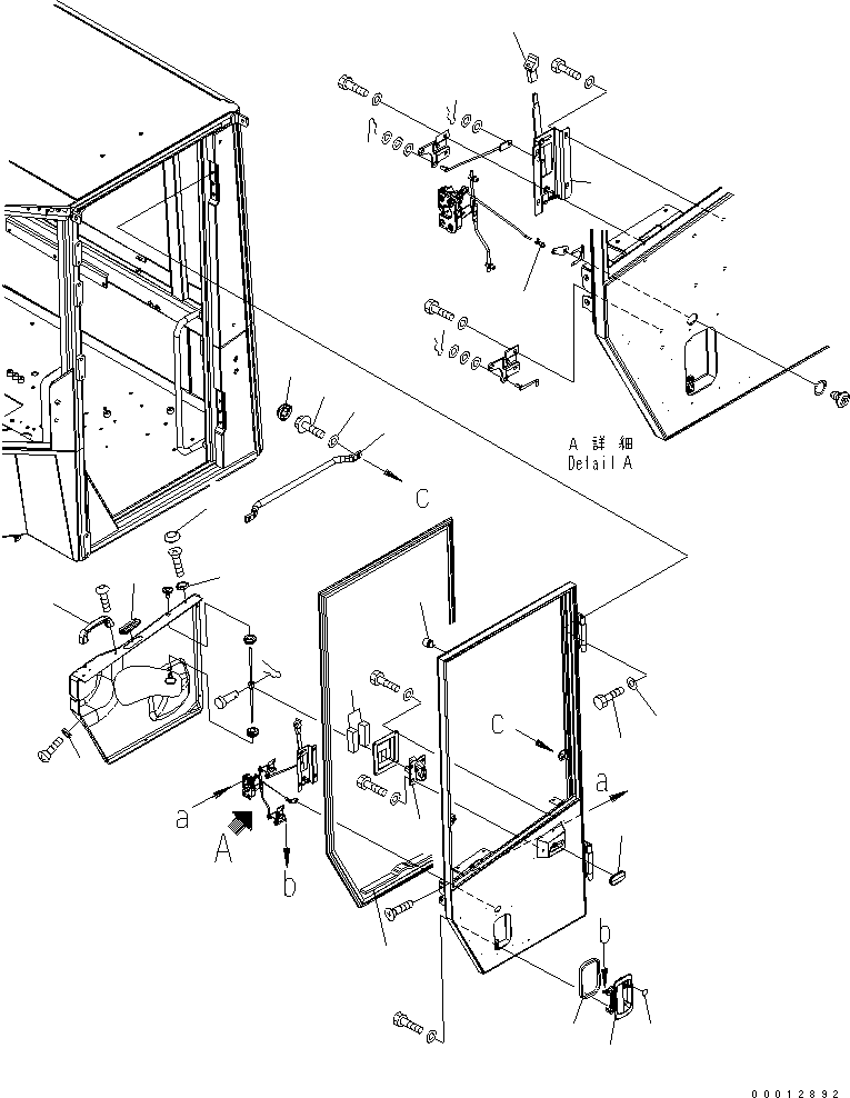 Wheel Loaders Komatsu / WA100-5-SN S/N 70001-UP(wa100-ar) / 2-PERSONS CAB (DOOR) (L.H.) (2/2) (HANDLE)(240610 : K0210-75B0)