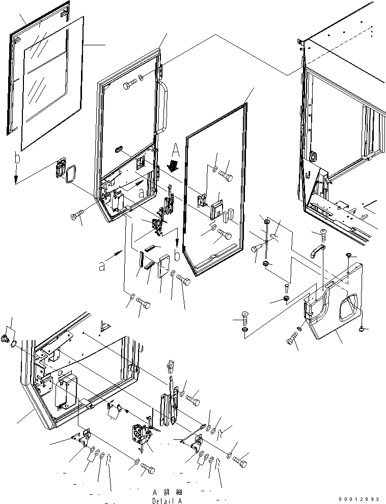 Wheel Loaders Komatsu / WA100-5-SN S/N 70001-UP(wa100-ar) / 2-PERSONS CAB (DOOR) (R.H.) (1/2) (SASH)(240620 : K0210-76B0)