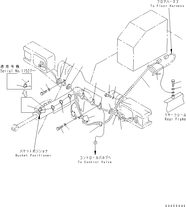Wheel Loaders Komatsu / WA100M-3 S/N 10001-UP (Cab Spec.)(wa100m-c) / WIRING HARNESS (FRONT FRAME LINE)(#11501-)(120060 : E0200-01A0A)
