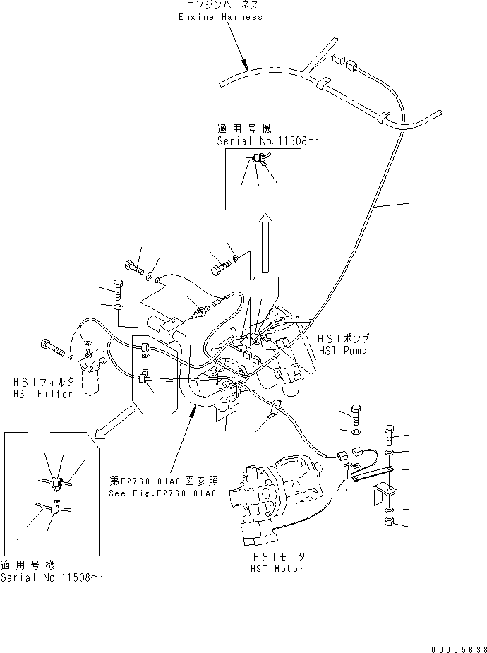 Wheel Loaders Komatsu / WA100M-3 S/N 10001-UP (Cab Spec.)(wa100m-c) / WIRING HARNESS (HST LINE)(#11501-)(120100 : E0200-04A0A)