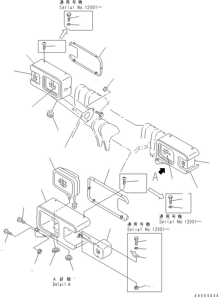 Wheel Loaders Komatsu / WA100M-3 S/N 10001-UP (Cab Spec.)(wa100m-c) / LIGHT AND MOUNTING (HEAD LAMP AND SUPPORT)(120250 : E0300-01A0)