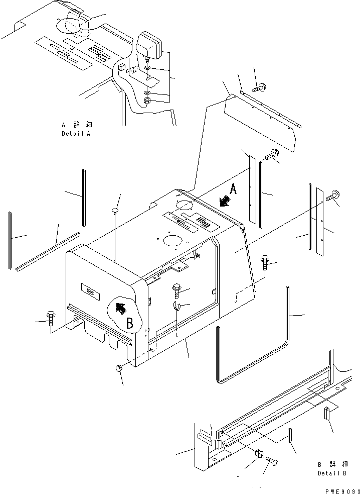 Wheel Loaders Komatsu / WA100M-3 S/N 10001-UP (Canopy Spec.)(wa100m0c) / HOOD (FOR PANTOGRAPH CANOPY)(#11001-11500)(270100 : M4100-01A6)