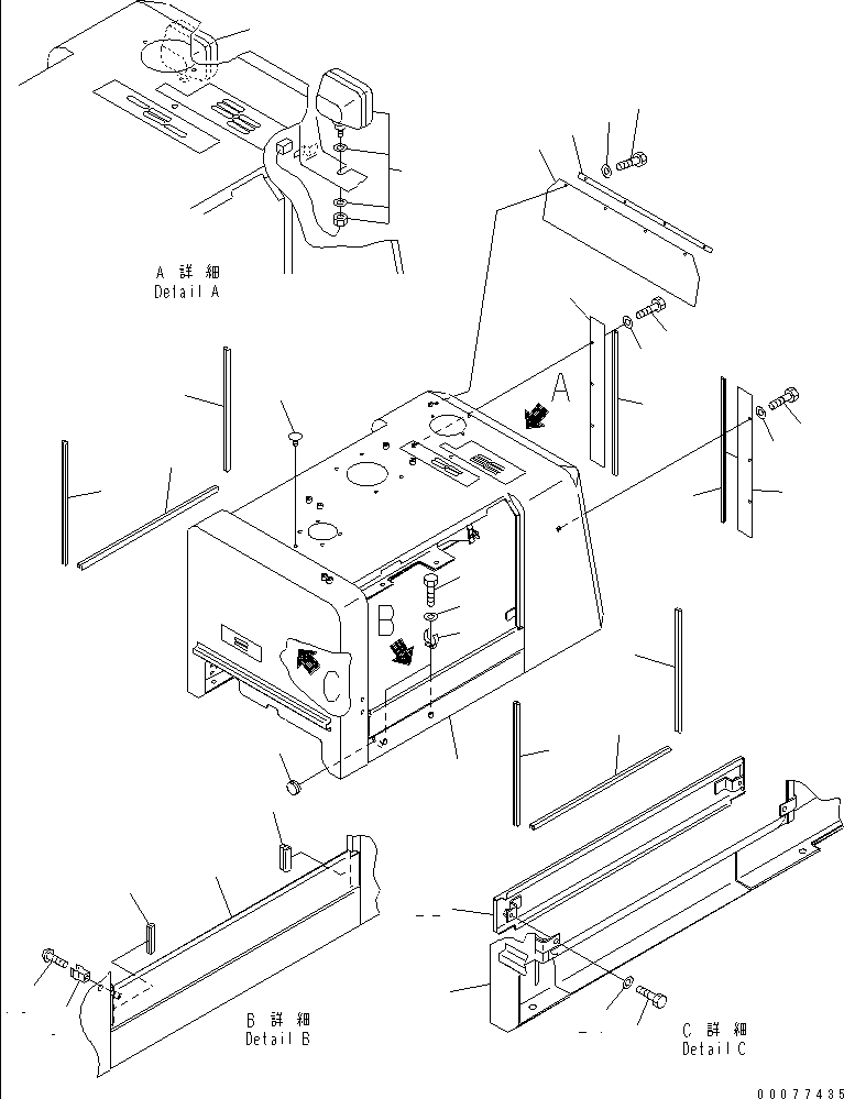 Wheel Loaders Komatsu / WA100M-3 S/N 10001-UP (Canopy Spec.)(wa100m0c) / HOOD (FOR PRE CLEANER OR AIR INTAKE EXTENSION)(#11501-)(270120 : M4100-01A7)