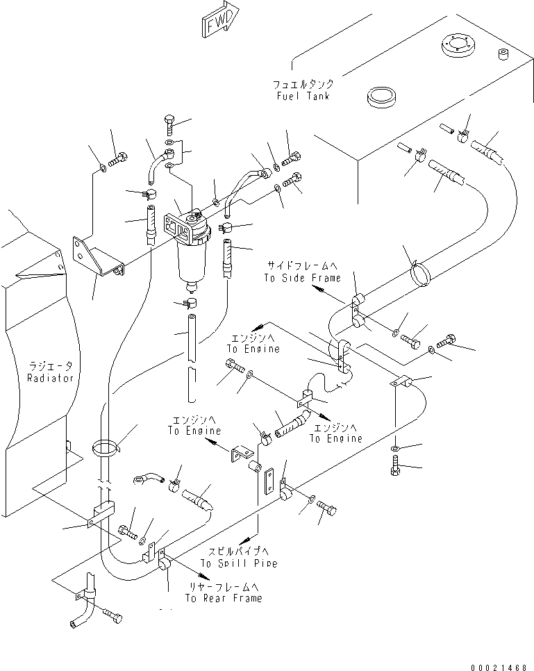 Wheel Loaders Komatsu / WA100M-3-CB S/N 10001-UP(wa100m0r) / FUEL LINE(#11501-)(090060 : D0200-01A0A)