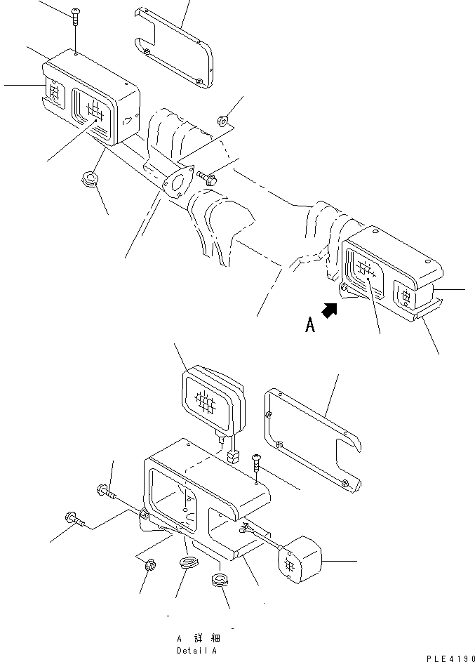 Wheel Loaders Komatsu / WA100M-3-CB S/N 10001-UP(wa100m0r) / LIGHT AND MOUNTING (HEAD LAMP AND SUPPORT)(120210 : E0300-01A0)