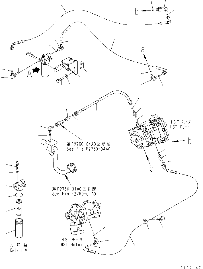 Wheel Loaders Komatsu / WA100M-3-CB S/N 10001-UP(wa100m0r) / HST MAIN LINE (DRAIN AND FILTER LINE)(#11501-)(150180 : F2760-03A0A)