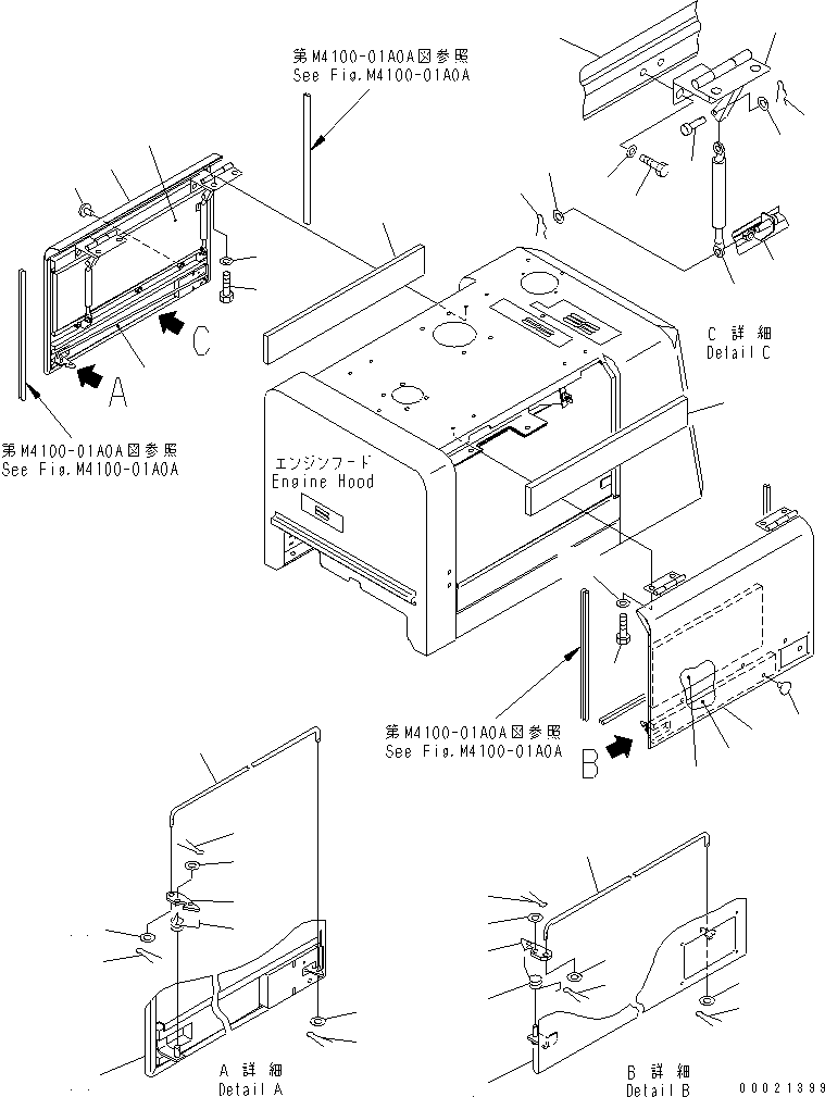 Wheel Loaders Komatsu / WA100M-3-CB S/N 10001-UP(wa100m0r) / HOOD (HOOD DOOR)(#11501-)(270110 : M4100-03A0A)