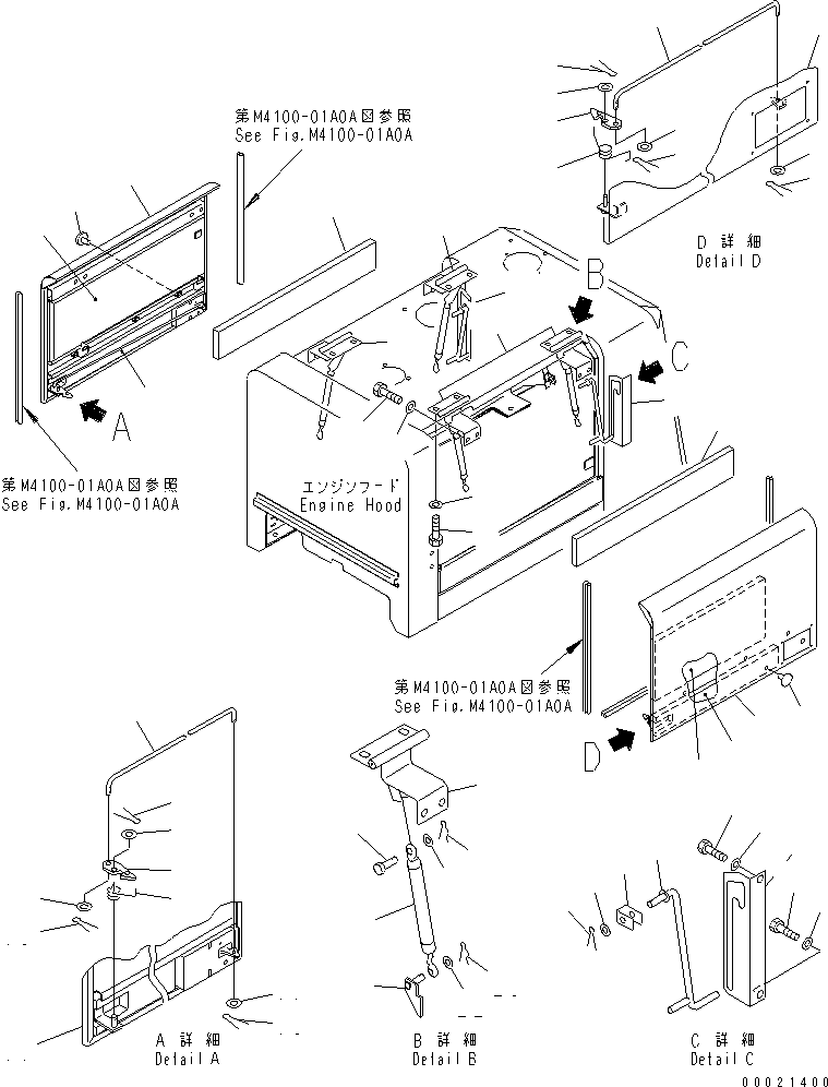 Wheel Loaders Komatsu / WA100M-3-CB S/N 10001-UP(wa100m0r) / HOOD (HOOD DOOR) (REAR FULL FENDER)(#11501-)(270130 : M4100-03A1A)