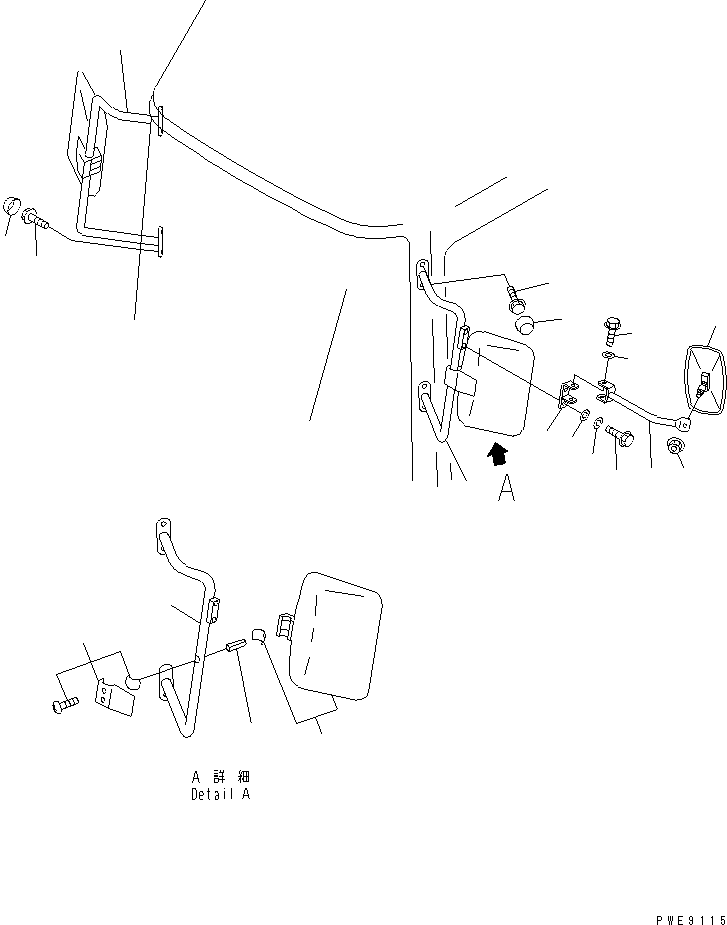 Wheel Loaders Komatsu / WA100M-3-CB S/N 10001-UP(wa100m0r) / ADDITIONAL REAR VIEW MIRROR (VEHICLE INSPECTION PARTS) (WITH CAB)(270340 : M4410-01A1)