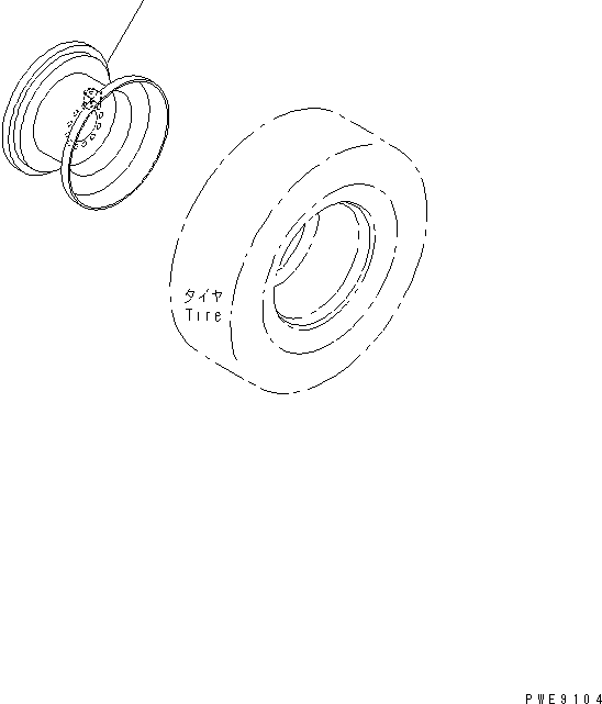 Wheel Loaders Komatsu / WA100M-3-CB S/N 10001-UP(wa100m0r) / RIM (FOR 15.5-25 OR 17.5-25 TUBELESS TIRE)(300030 : S0110-01A2)