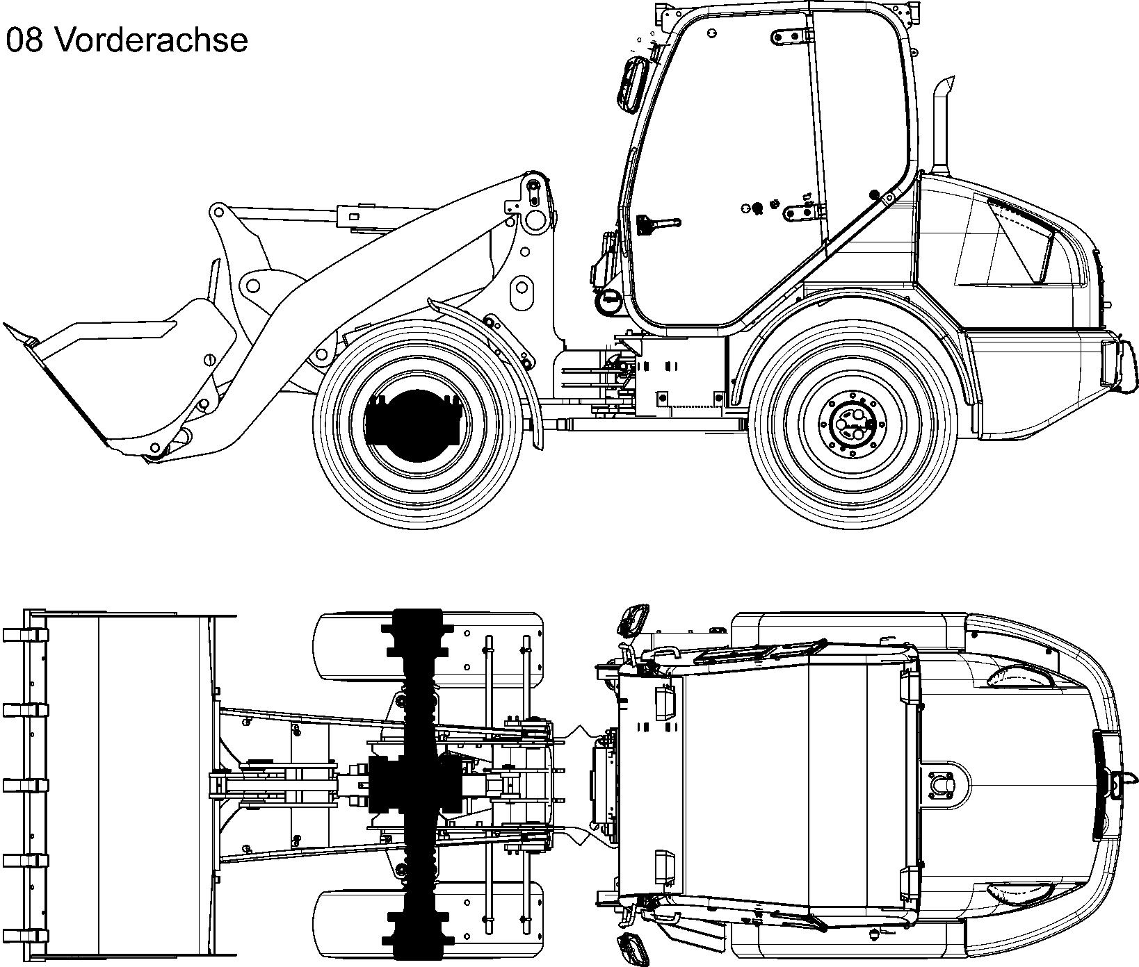 Wheel Loaders Komatsu / WA100M-5 20 km/h S/N H50051-H50352 / H50360-H50366 / H50369-H50374 / H50376-H50377 / H50379-H50381 / H50383-Up(wa100ma) / 08 FRONT AXLE(08 : 08)