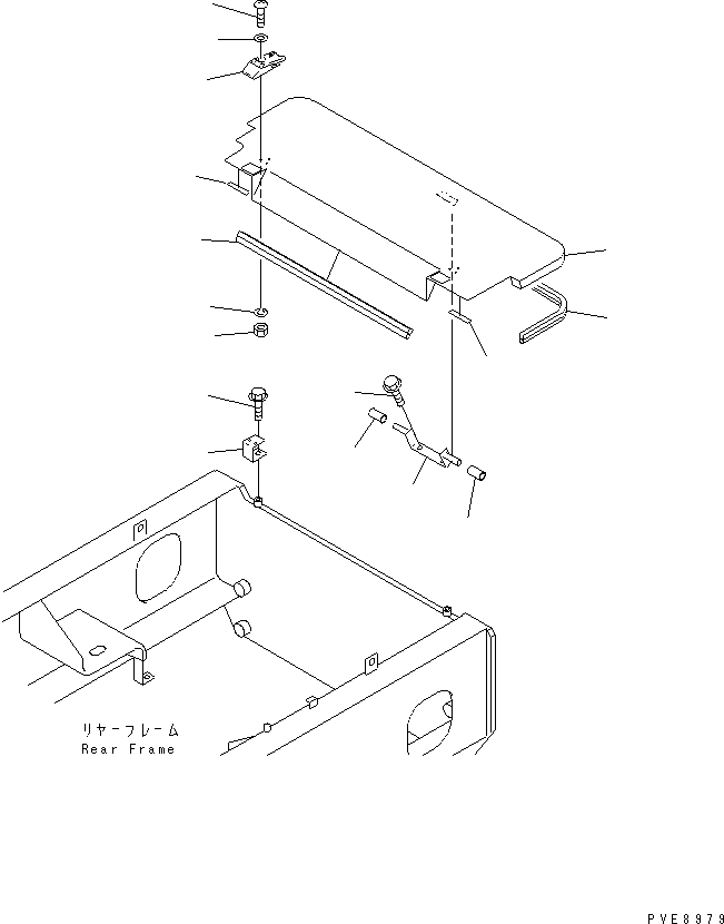 Wheel Loaders Komatsu / WA100SSS-3-H S/N 63001-UP(wa100s0r) / BAR LOCK AND COVER (BATTERY COVER) (SUPER SILENT SPEC.)          (SUPER SILENT SPECIAL SPEC.)(090060 : J4190-02A7)