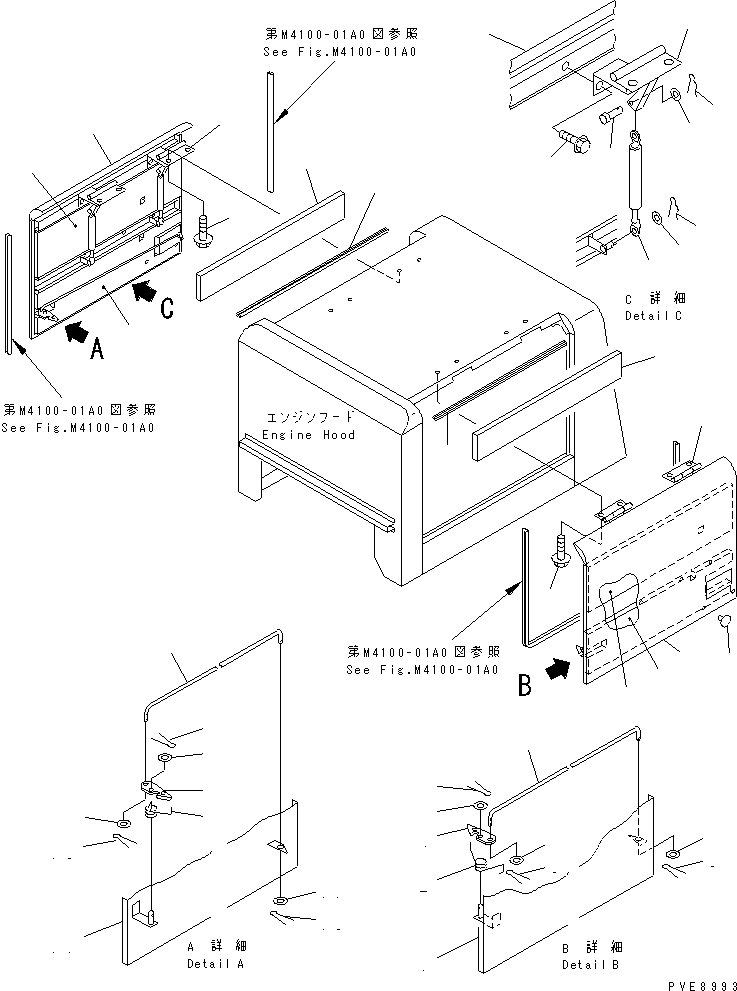 Wheel Loaders Komatsu / WA100SSS-3-H S/N 63001-UP(wa100s0r) / HOOD DOOR (SUPER SILENT SPECIAL SPEC.)(120060 : M4110-01A2)