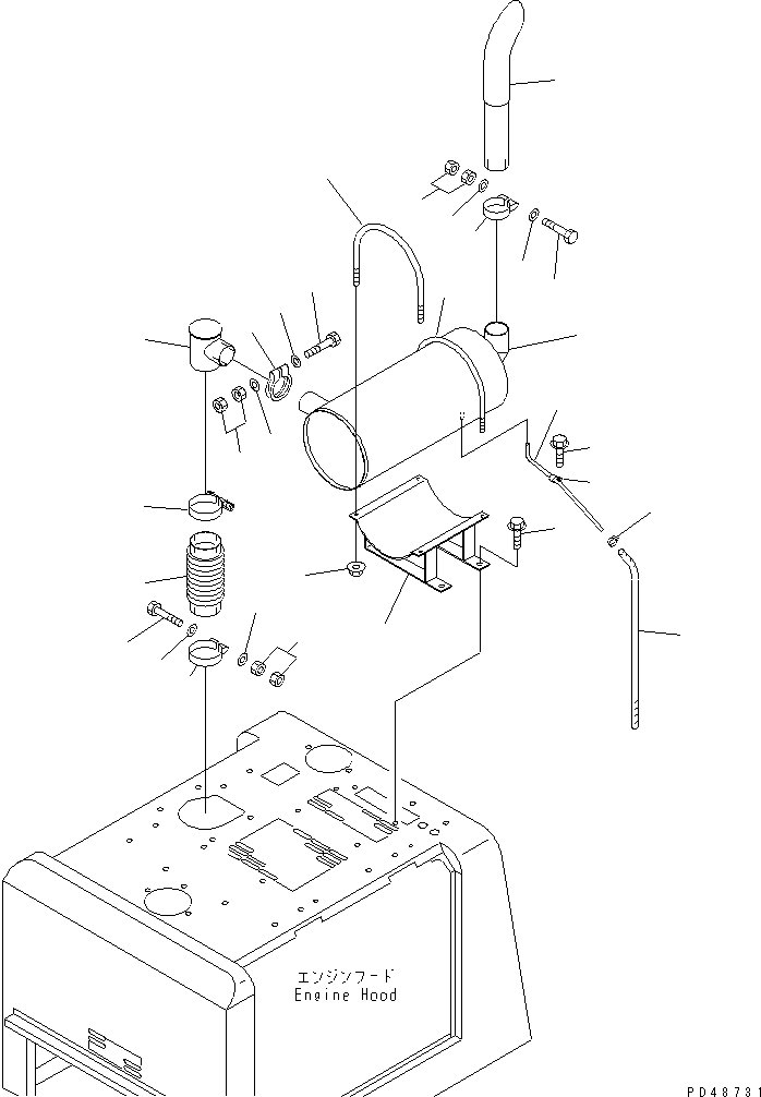 Wheel Loaders Komatsu / WA100SS-3A-S S/N 50001-52999(wa100s5r) / EXHAUST MUFFLER AND PIPE (SUPER SILENT SPEC.)(#50001-)(030010 : 1041)