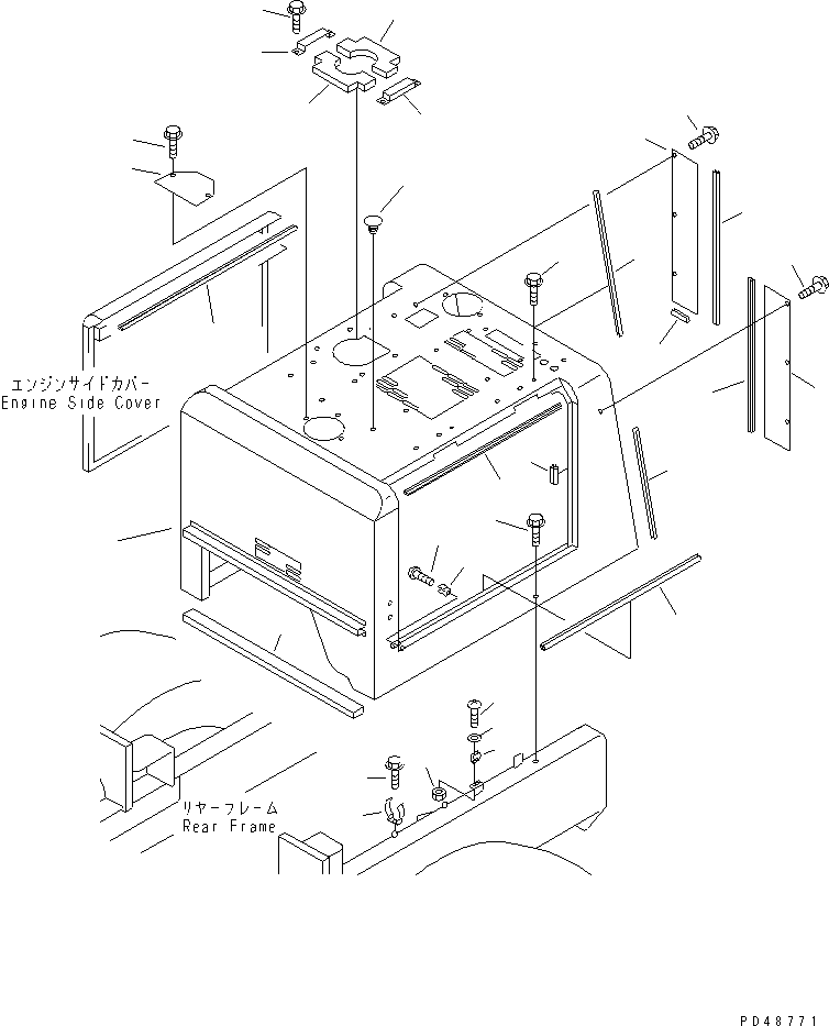 Wheel Loaders Komatsu / WA100SSS-3A-S S/N 50001-52999(wa100s6r) / ENGINE HOOD (WITH DOUBLE MUFFLER) (SUPER SILENT SPEC.)(#50001-)(060060 : 5217)