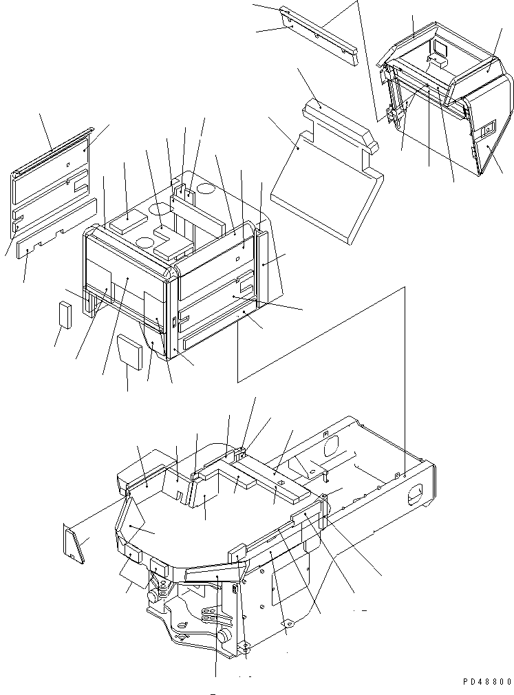 Wheel Loaders Komatsu / WA100SSS-3A-S S/N 50001-52999(wa100s6r) / NOISE ABATEMENT PARTS (2/3) (FOR FLOOR FRAME AND ENGINE HOOD)    (W/DOUBLE MUFFLER)(SUPER SILENT S.)(#50001-)(060080 : 5932)