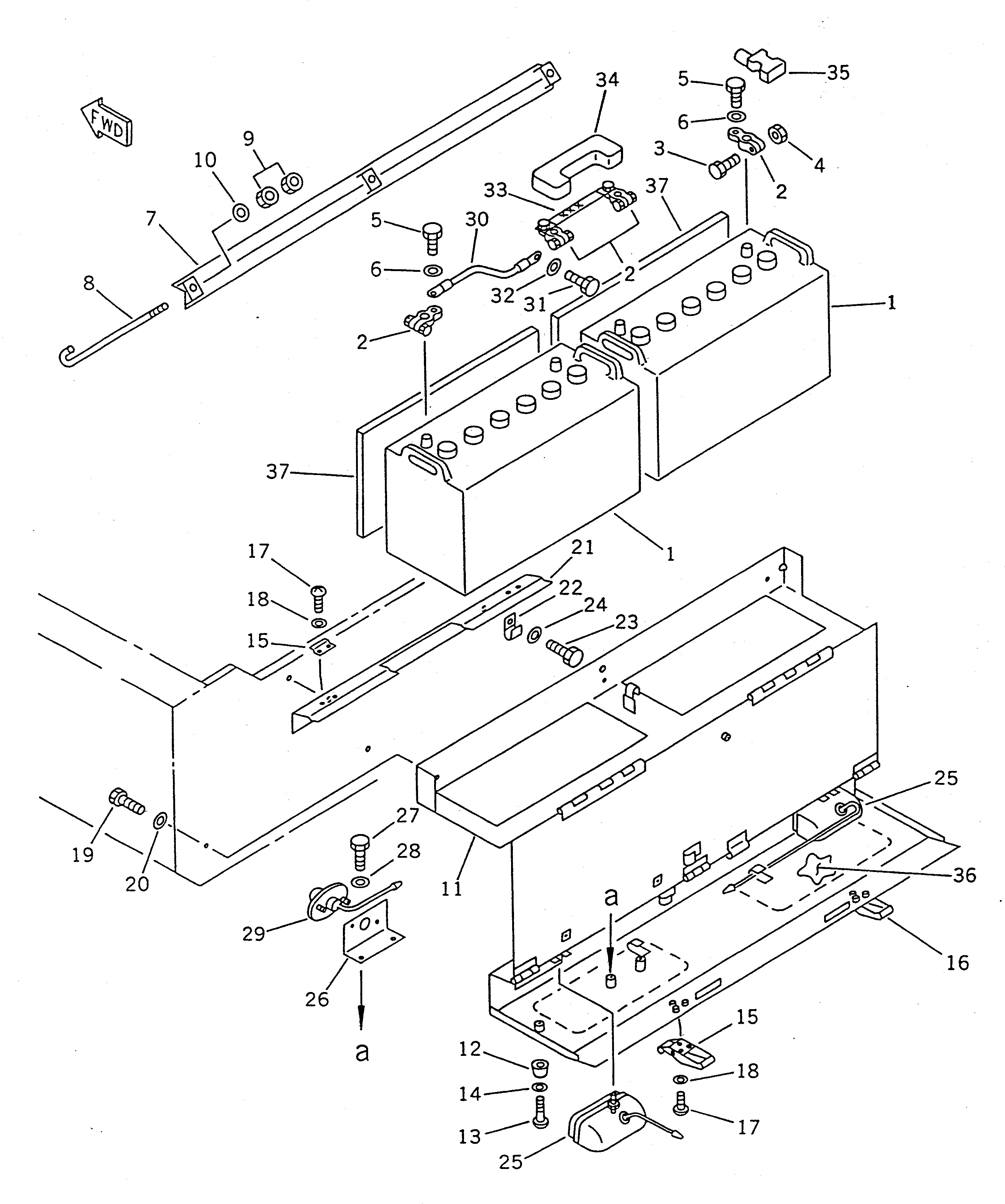 Wheel Loaders Komatsu / WA100SS-1 S/N 10001-UP(wa100s8r) / BATTERY AND BATTERY BOX(#20001-)(030130 : 1401A)
