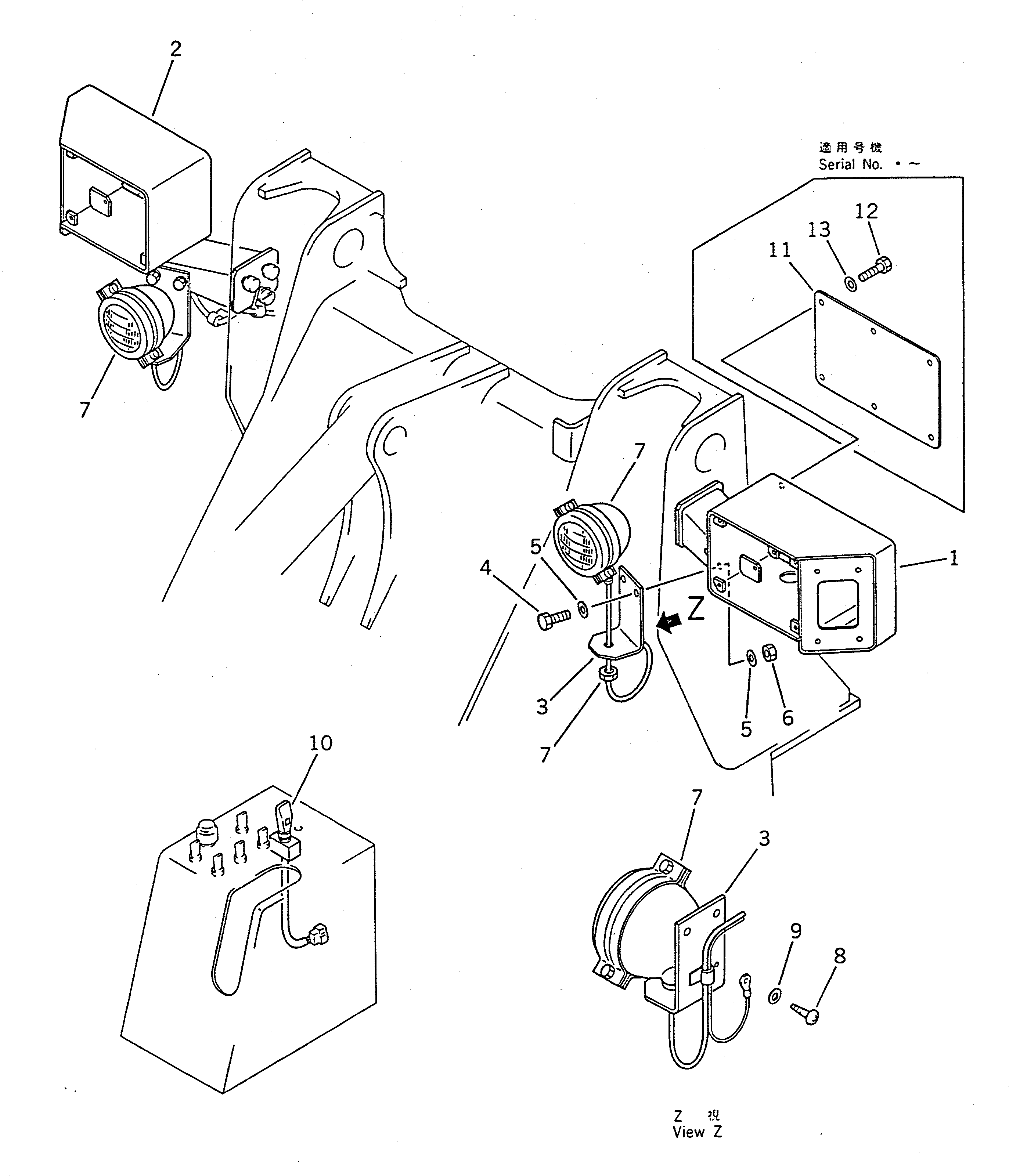 Wheel Loaders Komatsu / WA100SS-1 S/N 10001-UP(wa100s8r) / FOG LAMP(030210 : 1561)