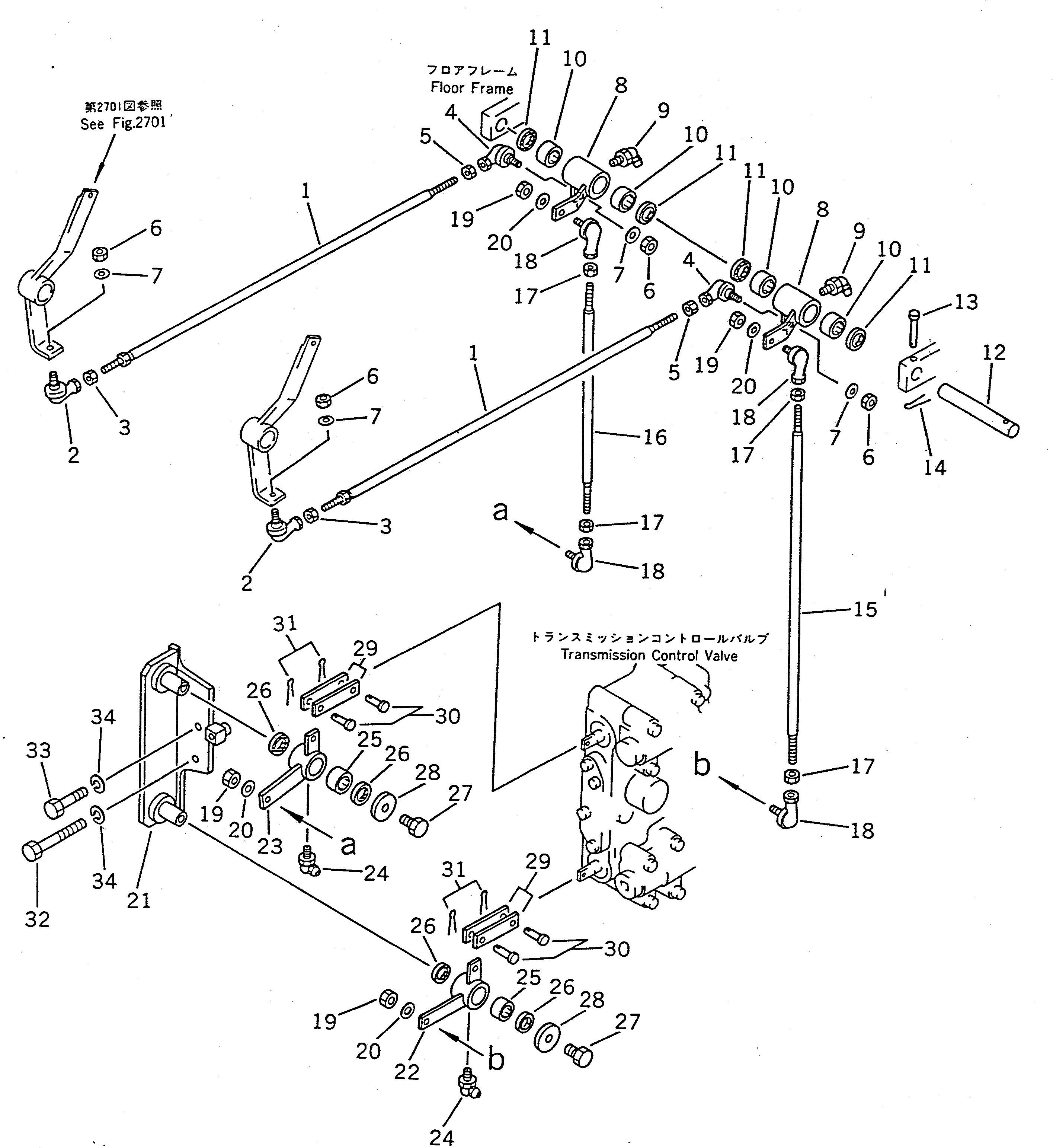 Wheel Loaders Komatsu / WA100SS-1 S/N 10001-UP(wa100s8r) / TRANSMISSION CONTROL LINKAGE(#10001-19999)(060270 : 2702)