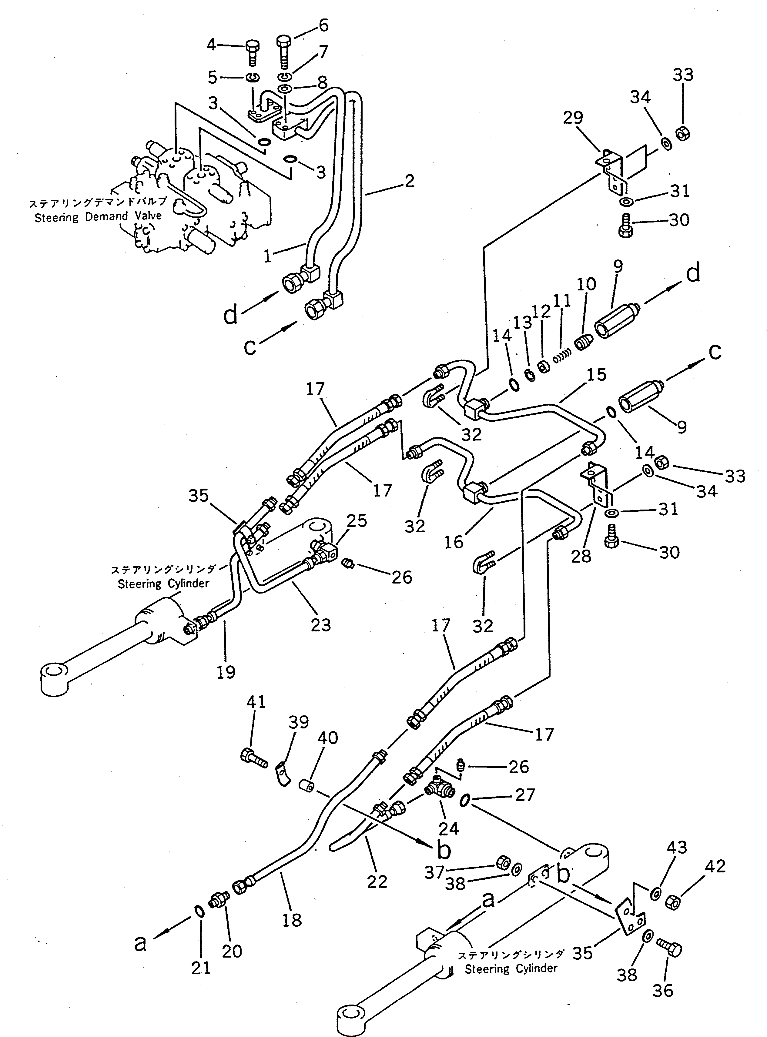 Wheel Loaders Komatsu / WA100SS-1 S/N 10001-UP(wa100s8r) / STEERING OIL PIPING(#10037-10041)(120080 : 4301A)
