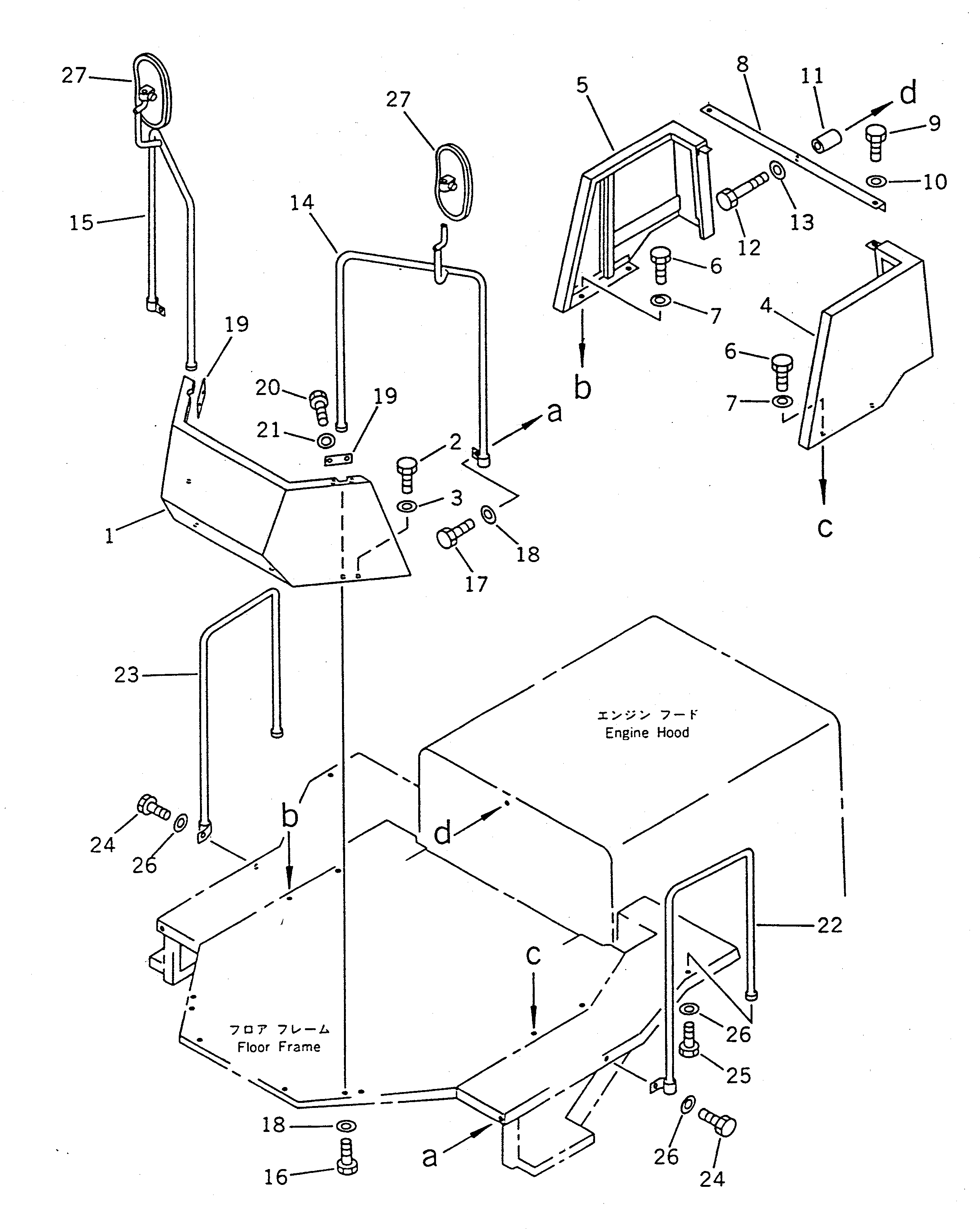 Wheel Loaders Komatsu / WA100SS-1 S/N 10001-UP(wa100s8r) / GUARD AND HAND RAIL (WITH CANOPY)(#20001-)(150190 : 5181A)