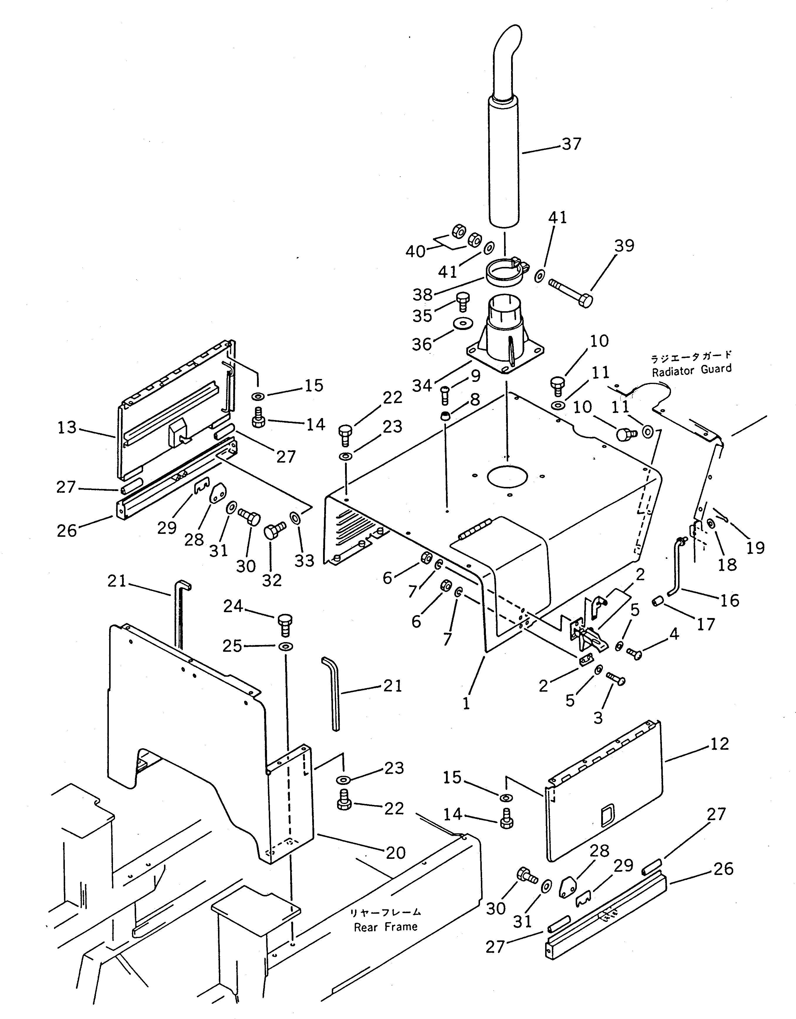 Wheel Loaders Komatsu / WA100SS-1 S/N 10001-UP(wa100s8r) / ENGINE HOOD AND EXHAUST(#10001-19999)(150210 : 5202)