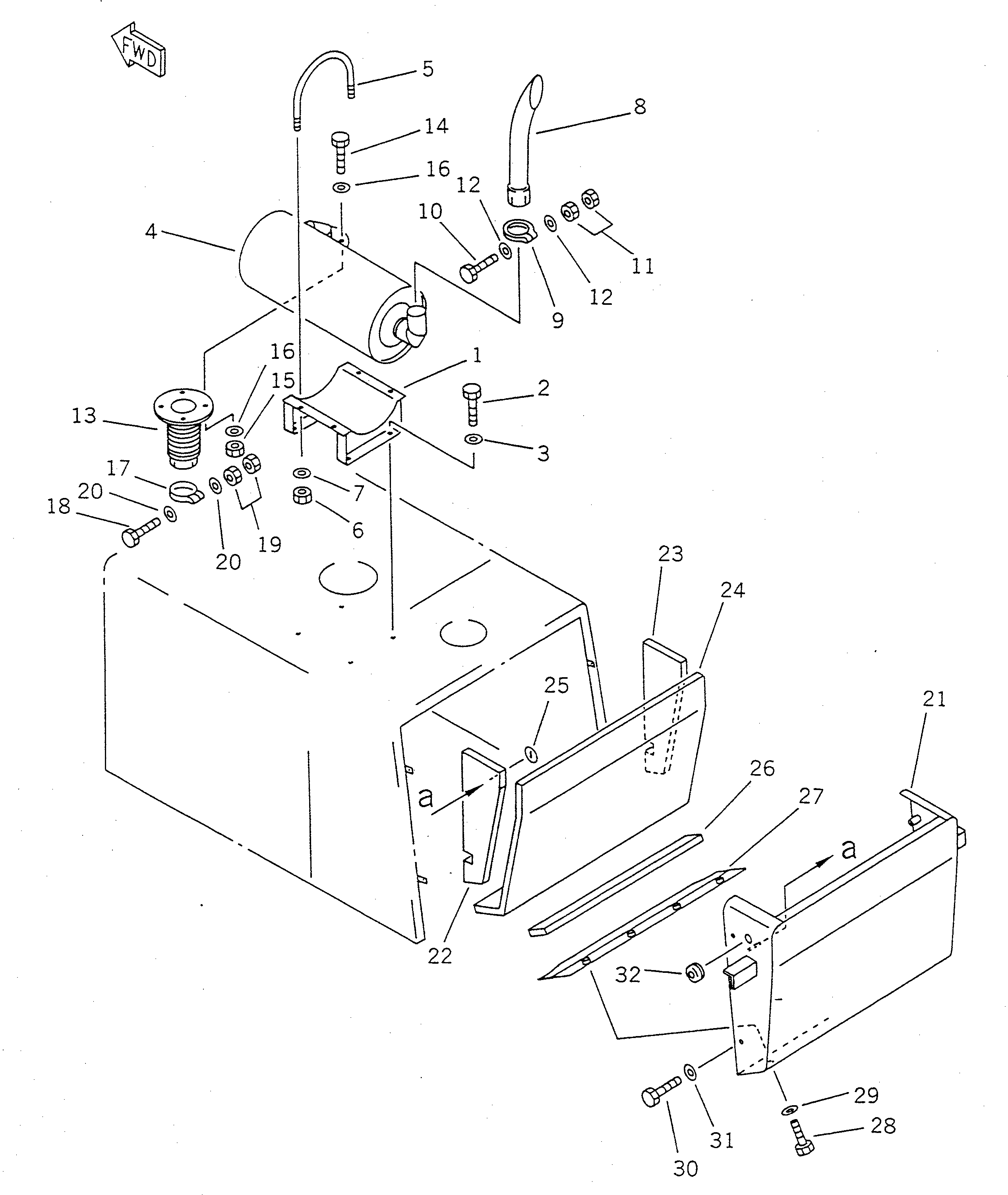 Wheel Loaders Komatsu / WA100SS-1 S/N 10001-UP(wa100s8r) / MUFFLER AND DUCT(#32001-)(150240 : 5231)